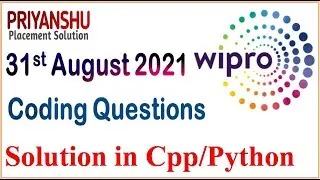 Wipro Coding Question asked on 31st Aug 2021 | Wipro Programming Question