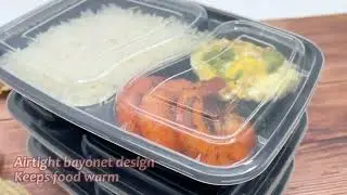 Meal Prep Containers 2 Compartment & Lids  Portion Control  10 Pack
