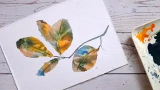 Watercolor autumn leaves painting for beginners. A NEW HACK FOR TEXTURED LEAVES.