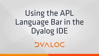 Using the Language Bar in the Dyalog APL IDE