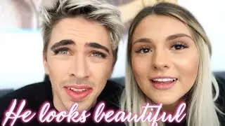 GIRLFRIEND DOES BOYFRIEND'S MAKEUP *SO CUTE*