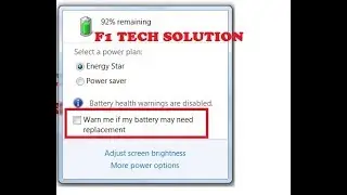 consider replacing your battery error in laptop easy steps @F1 TECH SOLUTION