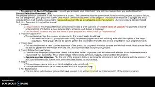 Project Definition Document Directions and Example