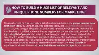 Which Is The Simple And Best Phone Number Scraper To Build A Huge Phone Number List?