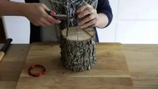 Décoration florale: fixer facilement une éprouvette sur un rondin