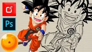Do you want to draw GOKU? with the Drawing Effect of PHOTOSHOP you can do it ®