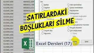 Excel Dersleri (17) Satırdaki Boşlukları Silme