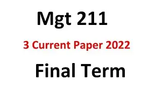 Mgt211 Finalterm Current Paper Spring 2022 / Mgt211 Current paper 2022