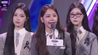 Carmen of Hearts2Hearts speaks in Bahasa Indonesia while accepting the group’s MAMA awards 