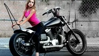 Girls & Motorcycles: Honda Shadow Customized to BOBBER + A Cute young Teen