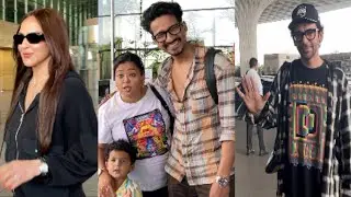 Bharti Singh-Haarsh Limbachiyaa,Esha Deol,Sunil Grover spotted at Airport