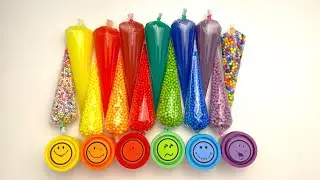 Let's make rainbow Slime with Piping Bags! Most Satisfying Slime Video ASMR glitter glossy 1080p