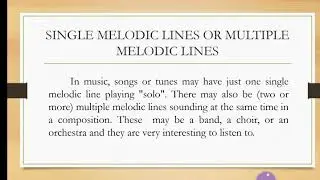 LESSON :Single melodic lines and multiple melodic lines