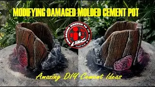 DIY | MODIFYING DAMAGED MOLDED CEMENT POT | MODIFIKATSIYA POVREZHDENNOGO FORMOVOGO GORSHKA
