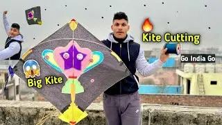 😱Kite Cutting with BIG KITE | Kite Flying | mono fil manjha |