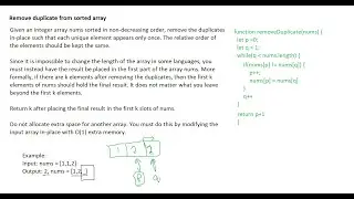 Interview Questions | Remove Duplicate from sorted array | JavaScript | NodeJS | leetcode