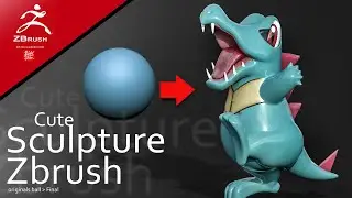 Totodile pokemon - Zbrush Speed Sculpt timelapse in 7 min.