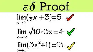 limits with epsilon-delta definition! (linear, square root, and quadratic examples)