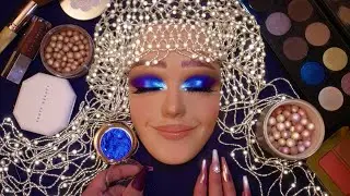 ASMR Rich Blue Glam Makeup Application on Mannequin