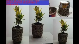 como hacer matera con  plástico y cemento.
