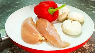 I cut, fry and immediately into the plate! Chicken breast 