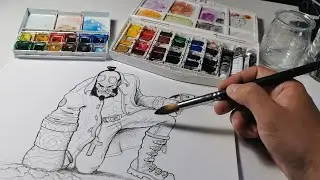 Dibujando en directo a HELLBOY 2 - Color con ACUARELAS