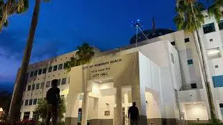 Expert drone building and window cleaning of Pompano Beach City Hall by Florida Drone Cleaning.