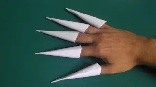 оригами когти из бумаги, оригами легкое когти на пальцы // origami claws