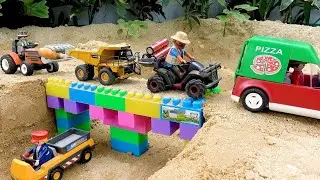 Construction Vehicle Toys Rescue JCB Tractor and Police Car | Toys Videos