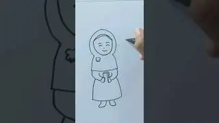 Menggambar ibu wanita berhijab  #drawingtutorial #shorts