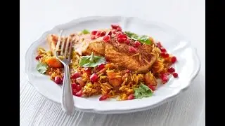 Recipe One-pan tikka salmon with jewelled rice