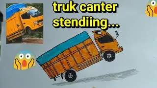 truk oren bawa barang standing dengan mudah - cara menggambar truk