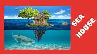 under water camara effect - sea house - photo manipulation - balajidesign1000