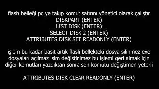 Flash bellek dosya koruma silinmez yap feyzullah