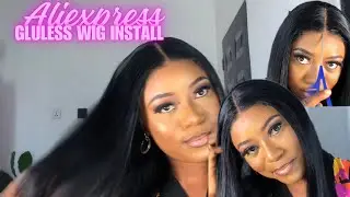 COMPLETELY GLUELESS WIG FOR BEGINNERS |Talkto official hair AliExpress Wig Review #gluelesswig