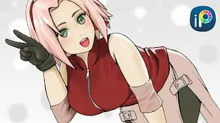 cara menggambar anime di Ibis paint x | how to draw Sakura Haruno