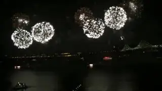 San Francisco Bay Lights Fireworks for Super-Bowl 50
