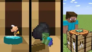 Minecraft Animation: Crafting Diamond Pickaxe, Torch, and Eye of Ender