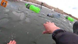 Расставил бутылки.. Сердце в пятки ушло! Провалился под лёд. Закрыл сезон..