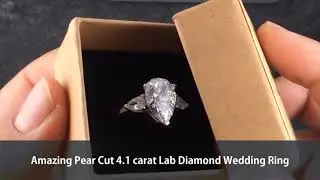 Amazing Pear Cut 4.1 carat Lab Diamond Wedding Ring