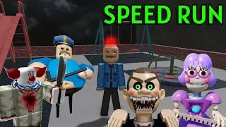 SPEED Run in 7 Scary Obby from Miss Ani-Tron, Siren Cop, Barrys Prison, Mr FunnY, Papa, Scary Clown
