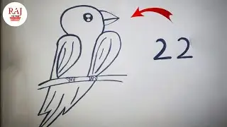 Easy Drawing ! How number 22 turns into Love parrot -step by step doodle art