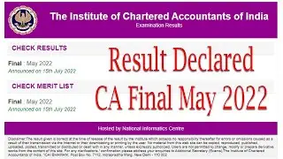 CA Final Result May 2022 Declared by ICAI