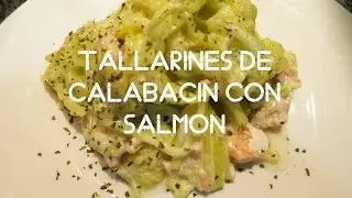 Espagueti de calabacín con salmón
