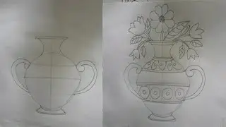How to draw a flower pot / Flower vase drawing