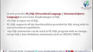ADBMS unit2 INTRODUCTION TO PLSQLLecture13 By Dhruvi Marsonia