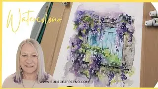 Watch me paint: Wisteria blooms in watercolor