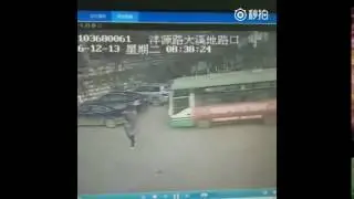 Horrific Moment when Bus Rolls over Crushing a Guy