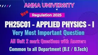 Important 2 marks Question with Answers PH25C01| AU R-2025 | Common to all Branch #physics #tamil