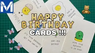 DIY Birthday Doodle PUNS cards | 5 Birthday cards ideas !